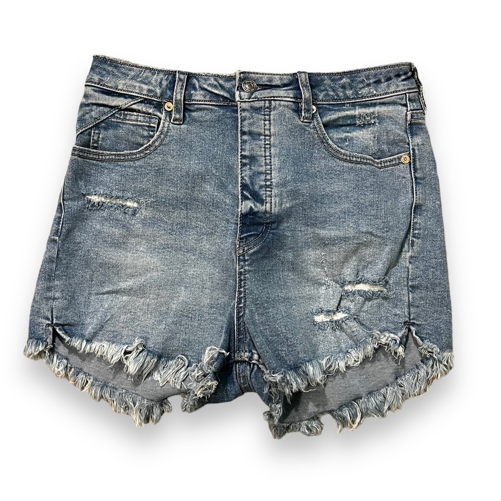 We the Free Jean Short 6/28 Crvy Vintage High Rise Button Fly Raw Hem Distressed